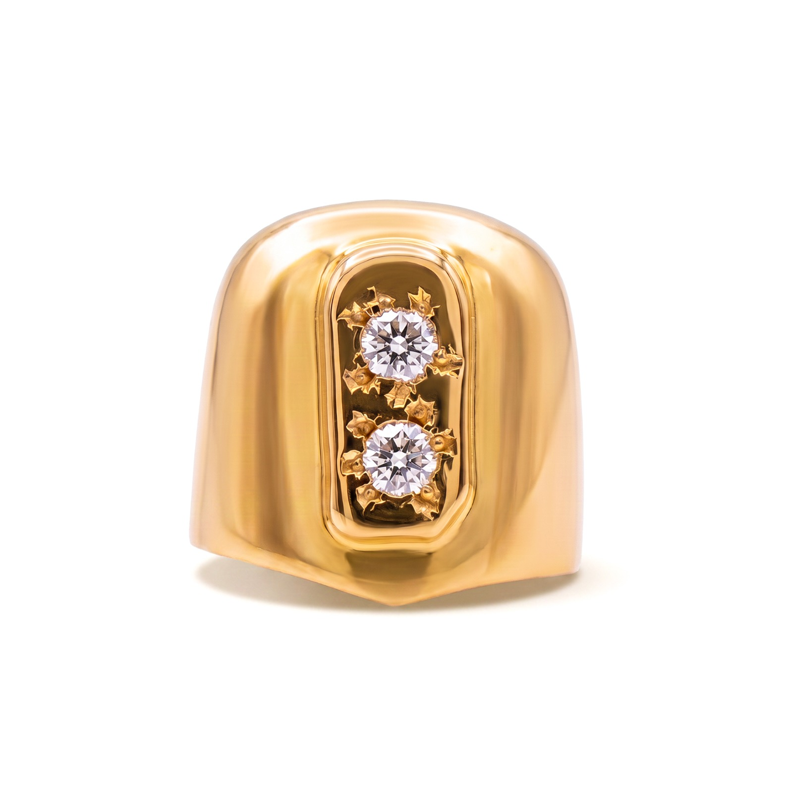 Picture of Gold Tooth with two Zirconia stones.
