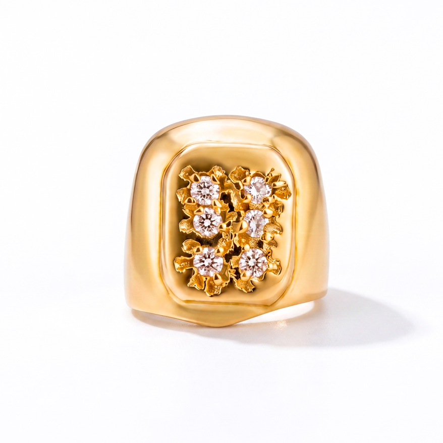 Picture of Gold Tooth with Six Diamond stones.