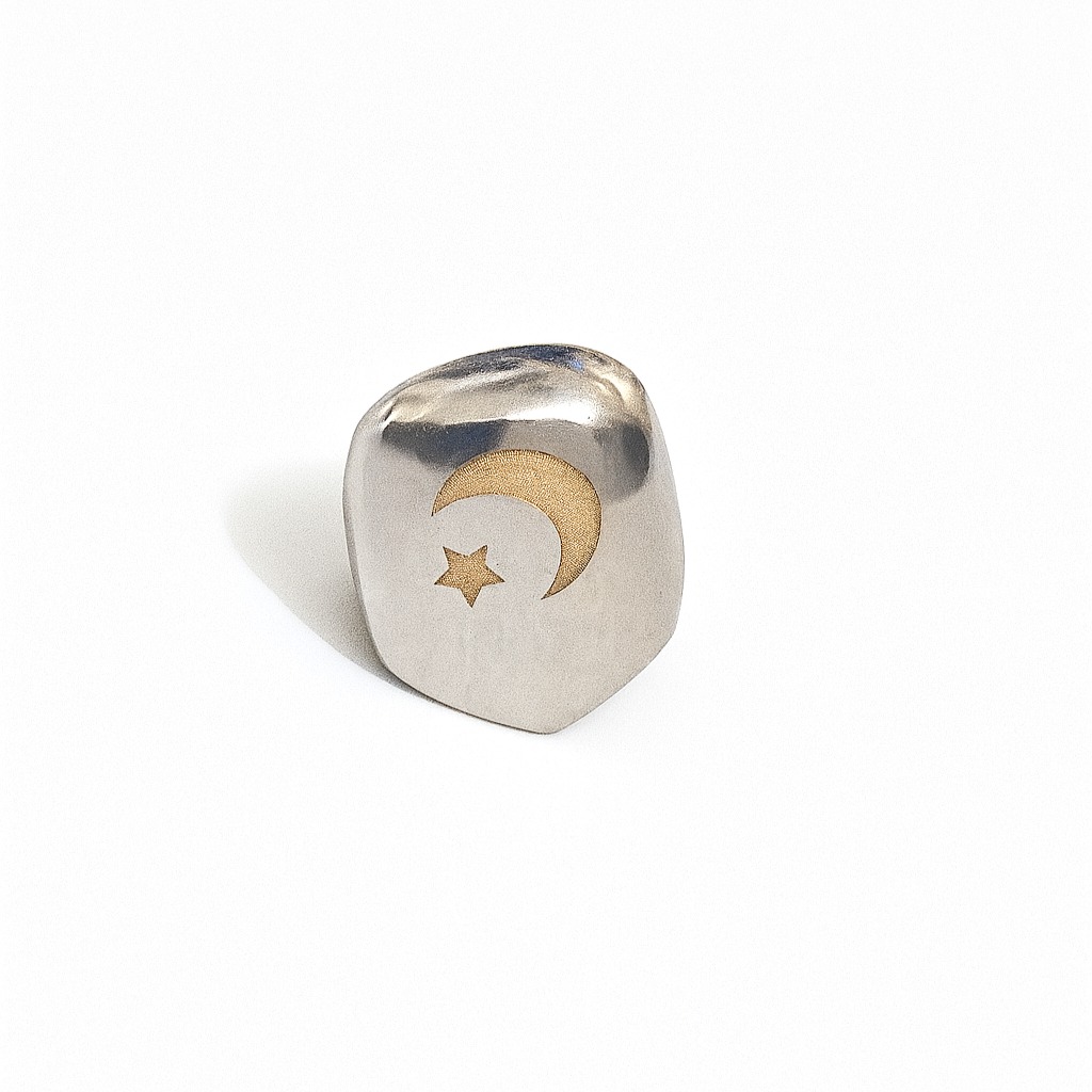 Picture of White gold tooth with crescent and star